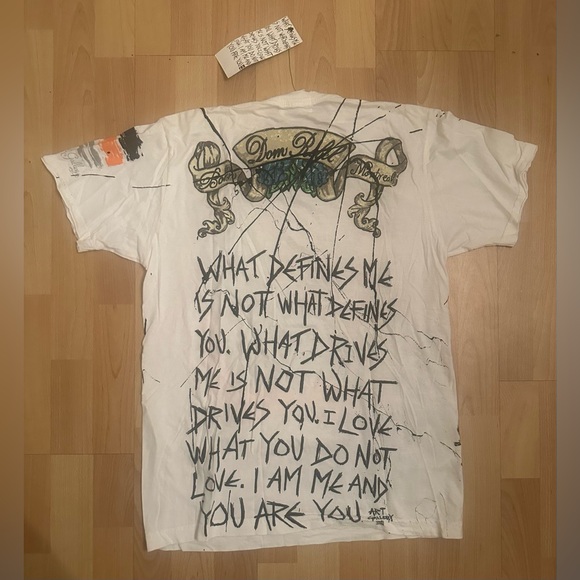 Y2K DOM REBEL SWAROVSKI CRYSTAL SKULL SHIRT HAND-PAINTED AND SIGNED BY DESIGNER - Picture 9 of 14